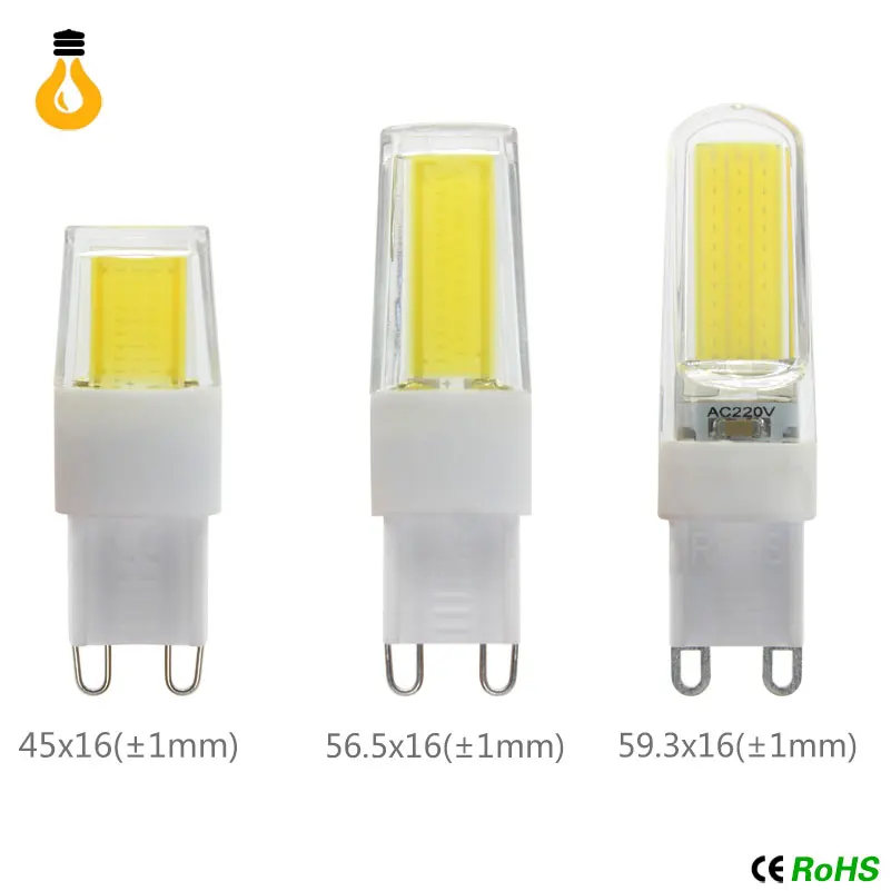Мини G9 Светодиодная лампа COB 3 Вт 5 7 9 12 220 В LED с регулируемой яркостью 360 Угол луча