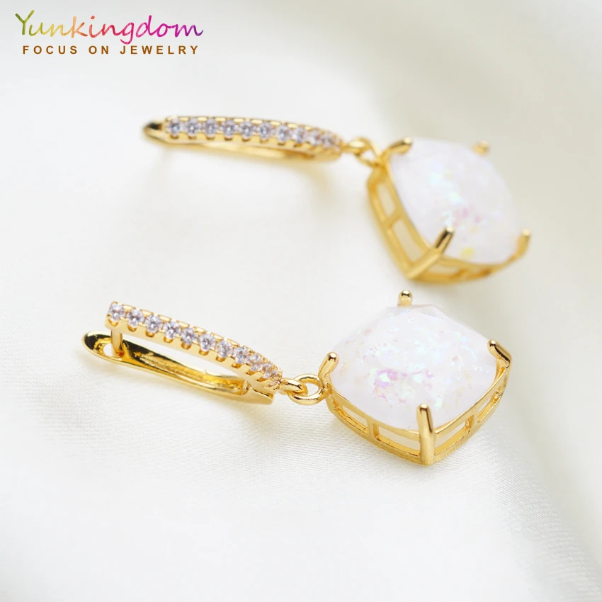 Yunkingdom новый бренд модные Искусственные белые опаловые серьги в виде колец с
