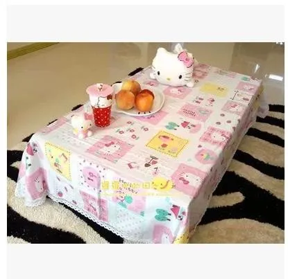 Милая скатерть hello kitty из хлопка в деревенском стиле, прямоугольная скатерть с кружевом, скатерть для дома, дня рождения, свадьбы
