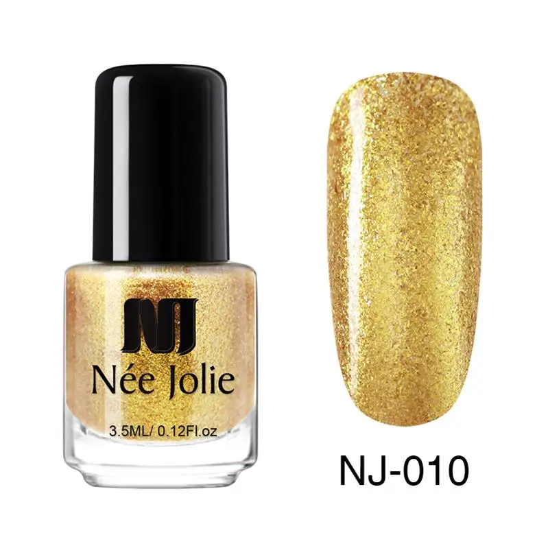 Glitter-010 NEE JOLIE лак для ногтей Хамелеон 3,5 мл чешуйчатые блестки лак для ногтей фиолетовый золотой Блестящий лак для ногтей черная основа - Цвет: Glitter-010