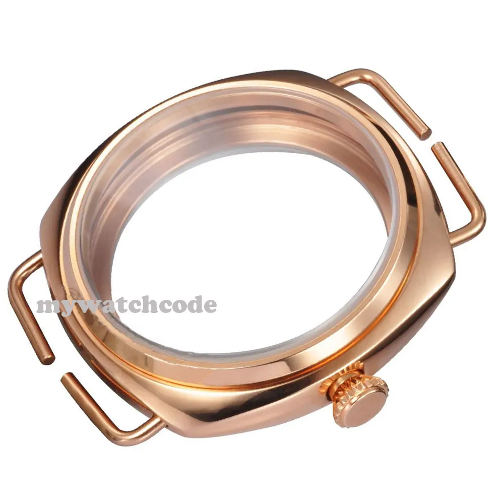 45 мм роза Золотые часы из нержавеющей стали чехол для UNITAS 6497 6498 движение 28|case