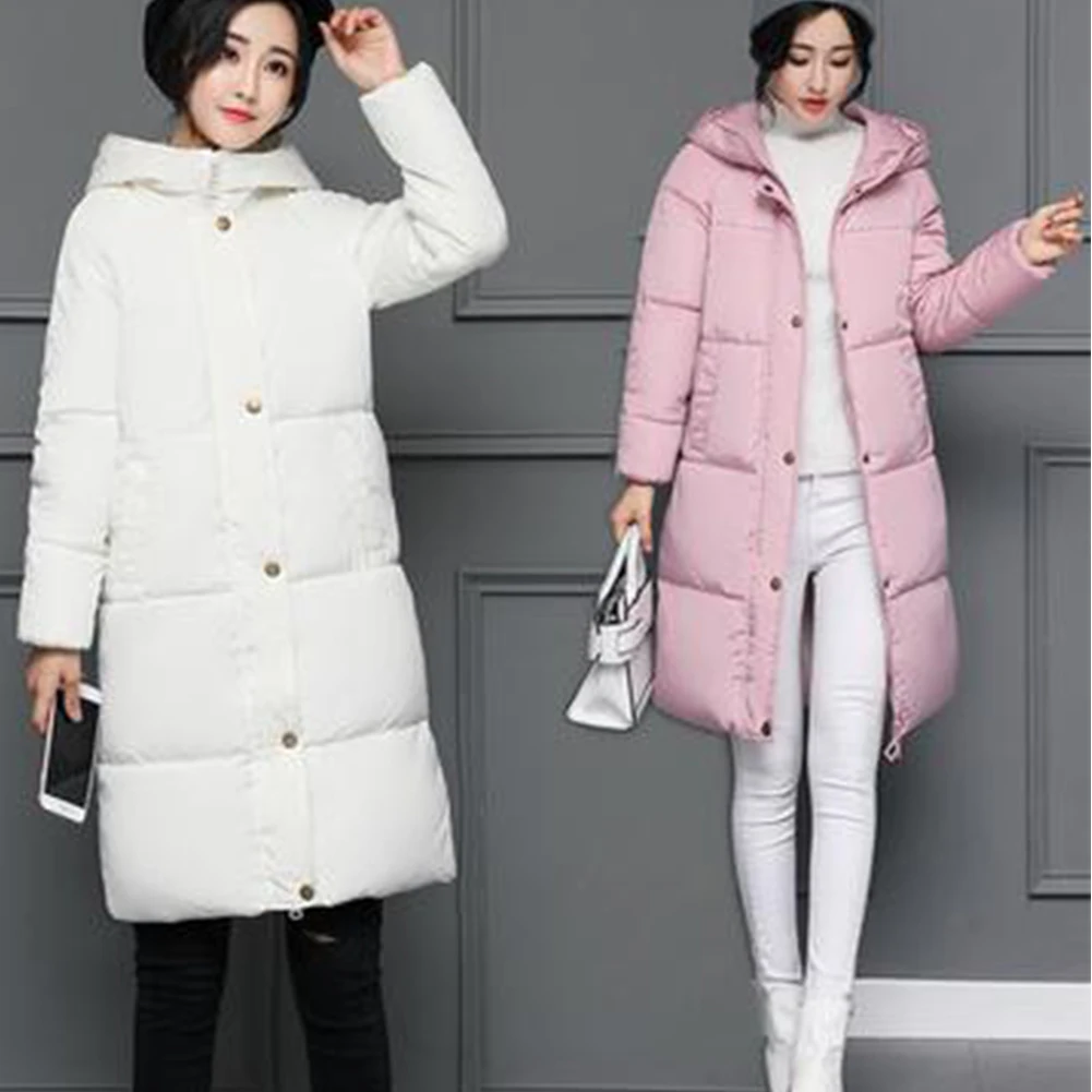 Женская зимняя модная однотонная куртка с капюшоном длинное утепленное пальто| |
