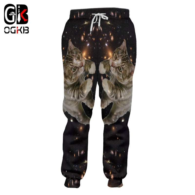 

OGKB Men Sweatpants Casual Pants New 3D Harem Pants Printed Starry sky cat trend Large Size Costume Homme Winter Jogger Pants