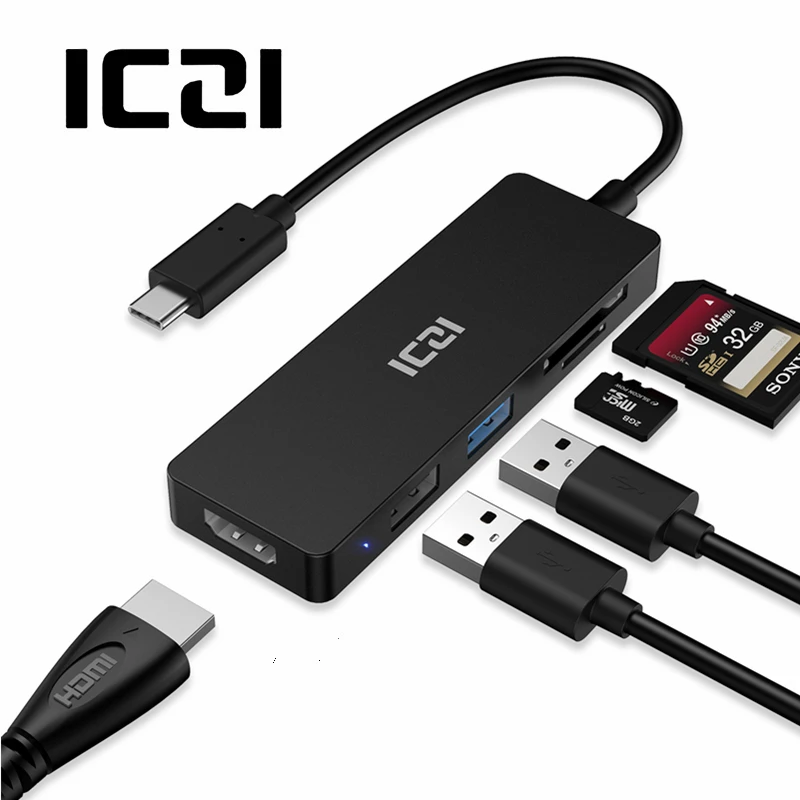 ICZI 4K USB C к HDMI концентратор 3 0 2 SD TF адаптер портов type конвертер для Macbook samsung S9 S10 huawei