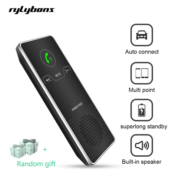 Rylybons Беспроводной громкой связи Bluetooth гарнитура для авто Защита от солнца