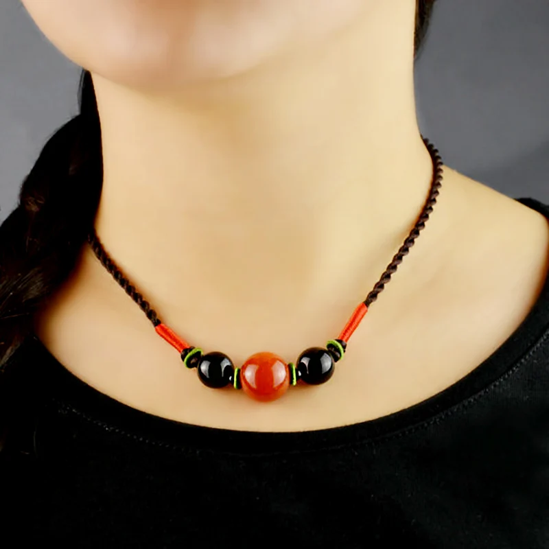 Ethnic Eed Dragon Grain Stone Choker Necklace For Women short rope chain fashion ethnic femme vintage jewelry 2018 new arrival | Украшения