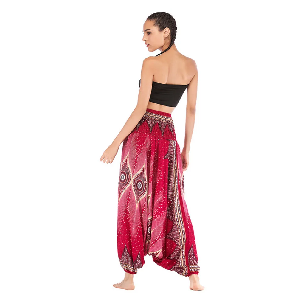 Мужские и женские тайские шаровары Boho Festival Hippy Smock с высокой талией для йоги брюки женские модные однотонные с высокой талией Mulheres# J4