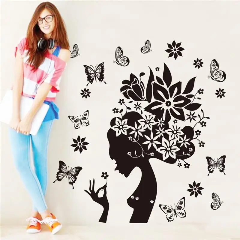 hot sell flowers fairy wall stickers tv background room decorations 2175. diy home decals removable mural art print posters 3.5 | Дом и сад