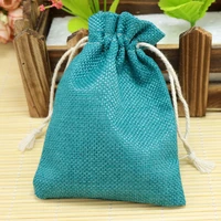 50pcslot 10x14cm blue color jute bag drawstring gift bag incense storage linen bag cosmetic jewel accessories packaging bags