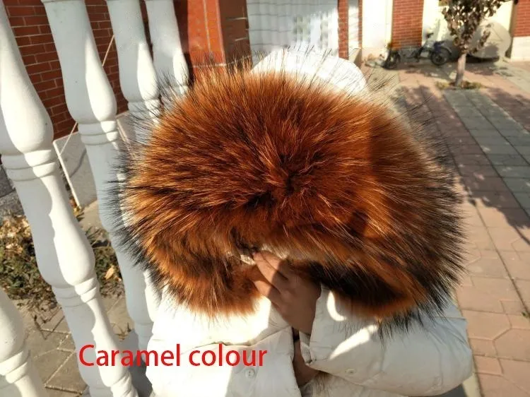 Caramel color Женская куртка с воротником из натурального меха енота; сезон осень-зима; Новинка; Модный удобный теплый шарф; куртка; шаль большого размера; воротник; Лидер продаж - Цвет: Caramel color