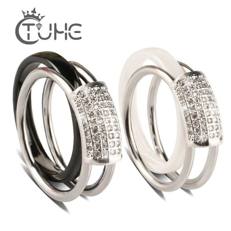 Женский комплект обручальных колец 2 шт./компл. с блестящим круглым цирконием