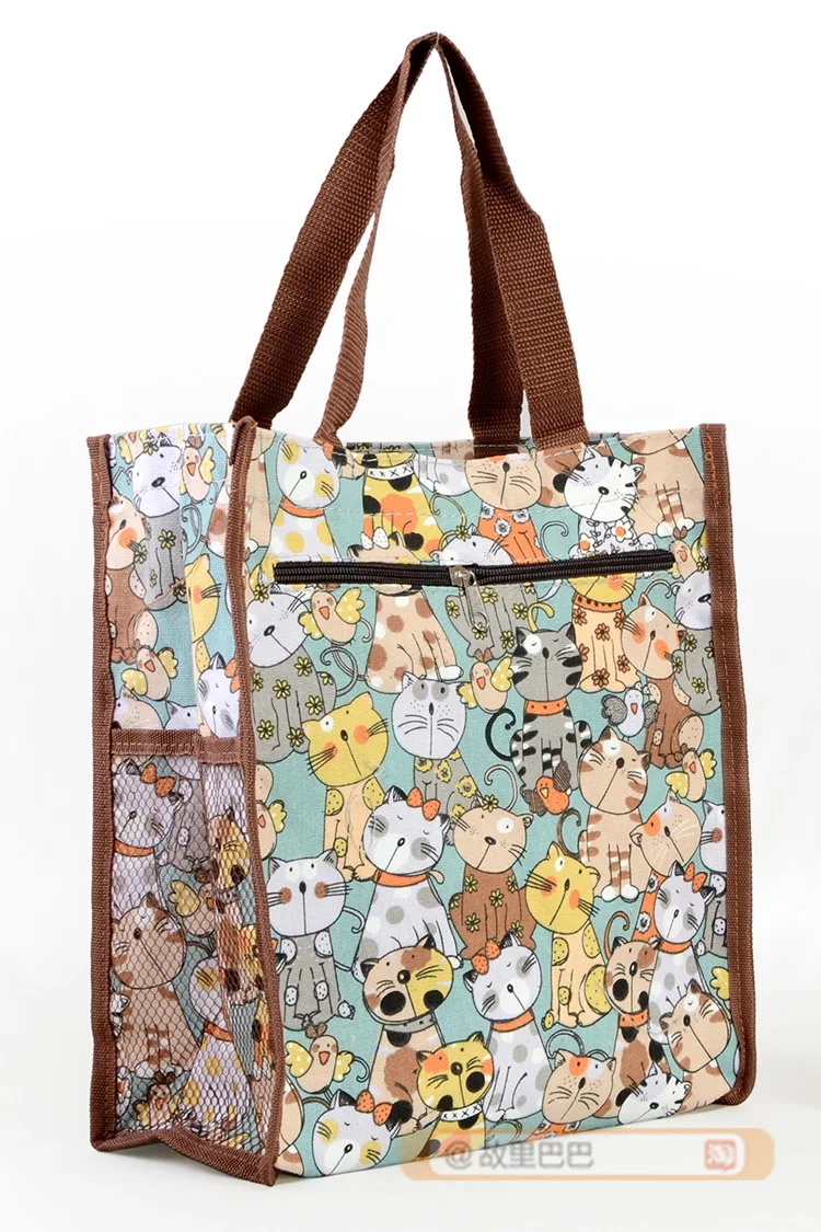IVYYE Pom Purin Cat Модные Портативные холщовые сумки для обедов, мультяшная сумка для пикника, сумка для еды, теплая сумка для хранения для женщин, девочек, детей, новинка