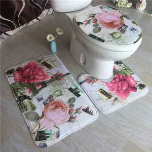 floral flannel bath mat bathroom carpets set shower room foot mat toilet pedestal rug bathroom bath mat anti slip floor rugs free global shipping