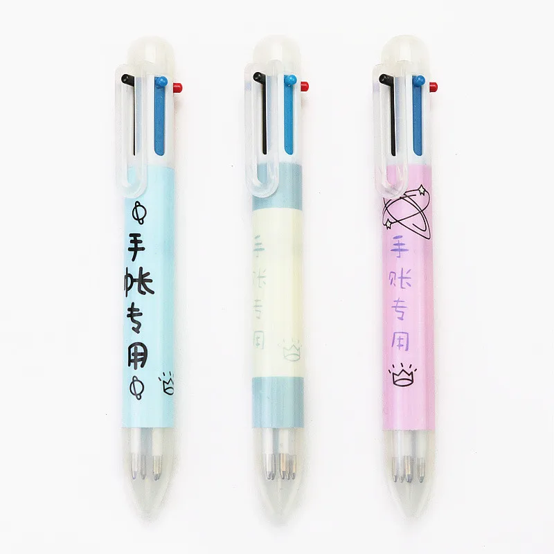 3pcs Transparent sty 3 шт./партия, новые милые 6 цветов в одной шариковой ручке, Студенческая заметка, канцелярская Марка разноцветная ручка - Цвет: 3pcs Transparent sty
