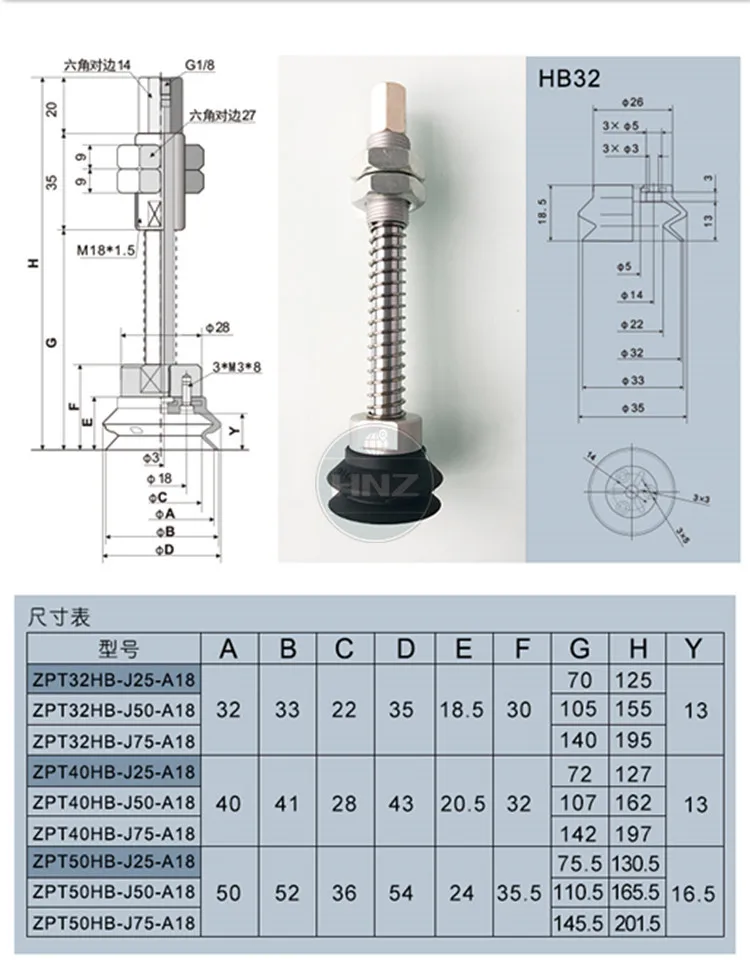 Вакуумная присоска промышленности SMC пневматический манипулятор ZPT HB32 40 50 63 80 100