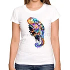 Новинка 2019, летняя женская футболка, милые дизайнерские Топы в стиле хамелеон, Лидер продаж, футболки