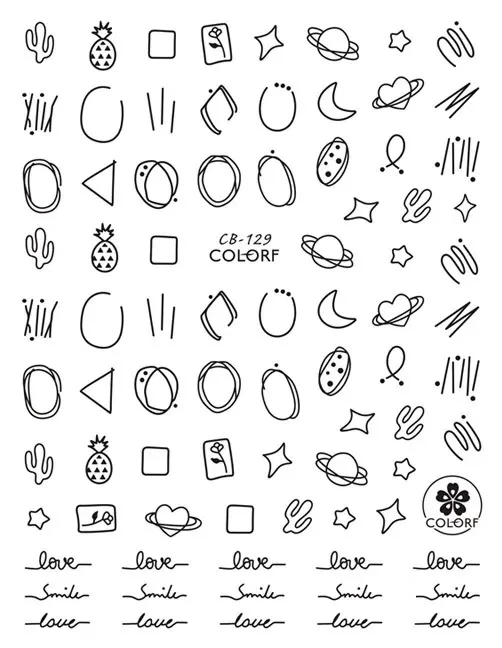 

Newest CB sereis CB-129 Graphics 3d nail art sticker nail decal stamping export japan