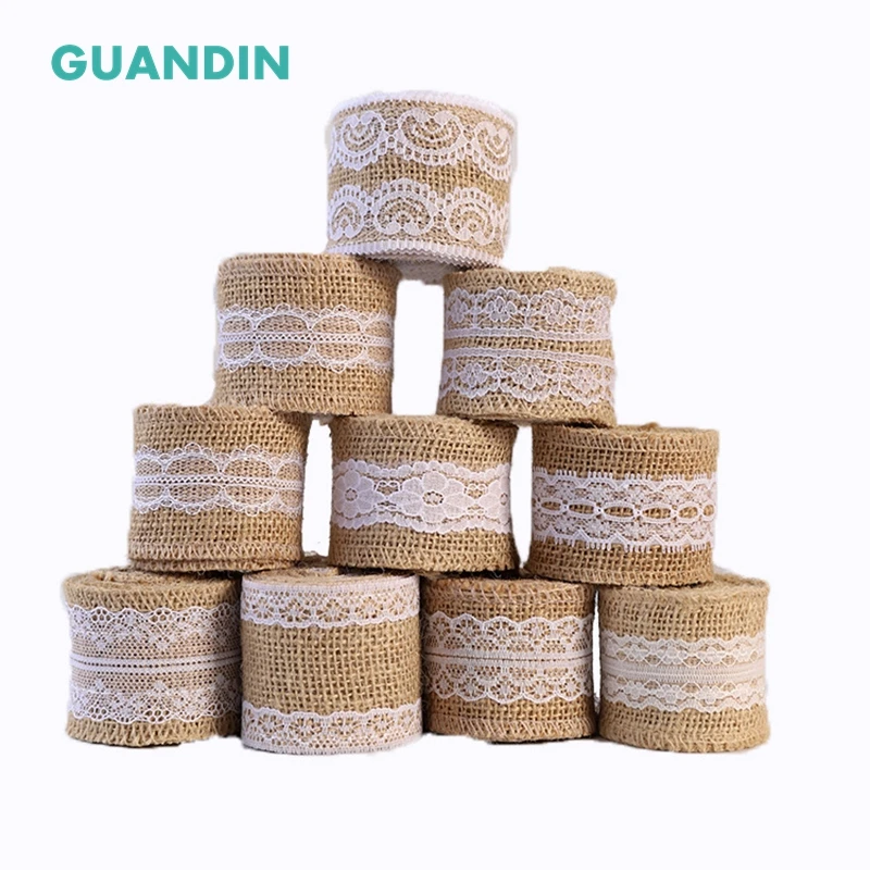 GUANDIN,2 Yard/Piecs Decoration Belt,DIY Handmade/Wedding Party/Crafts&Gift Packing Decoration Material Linen Lace Ribbon