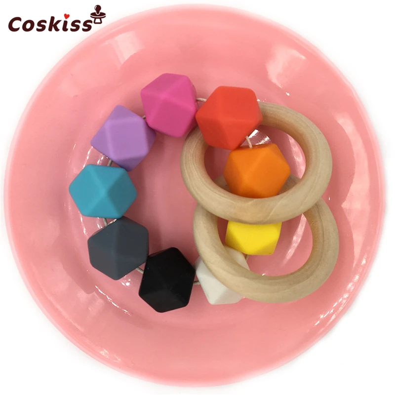 Детский деревянный Прорезыватель для зубов кольцо браслет Органическая игрушка
