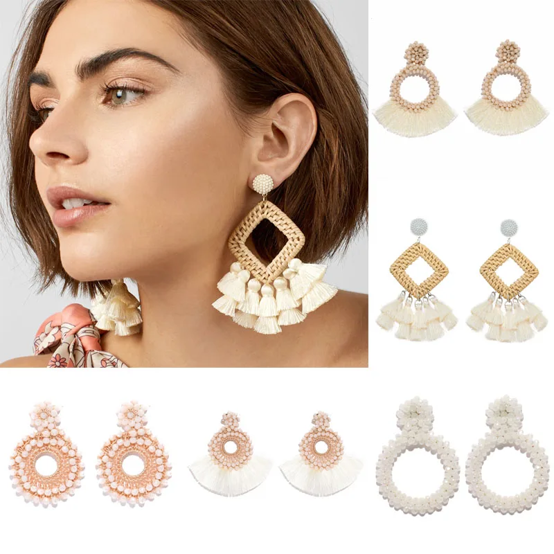 Новые модные серьги с кисточками для женщин свадебные ювелирные изделия ZA белые