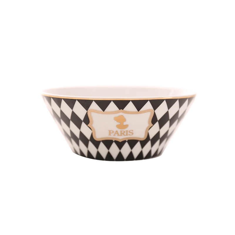 6In Black Diamond Геометрические костяного фарфора чаши для риса и супа, миска для лапши, Золотая инкрустация, Ланч-бокс, фарфоровая посуда для салата, контейнер для еды, керамическая миска Ramen - Цвет: 6In Black Diamond