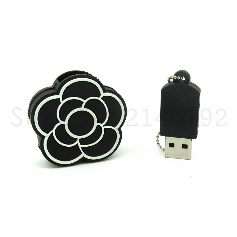 Модный розовый USB флеш-накопитель черный и белый цветок ручка-накопитель