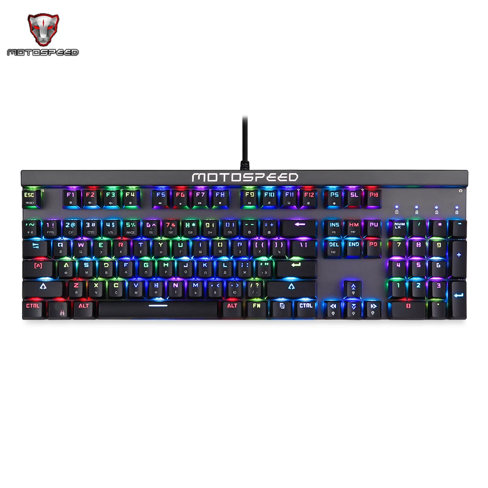 Russian/English Motospeed CK103 Wired Mechanical Keyboard 104 Keys RGB Backlit for Professional Gaming Teclado Gamer PK CK104 | Компьютеры