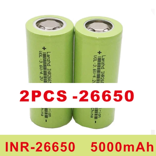 2PCS 2 шт. Новинка li 50A 26650 5000mah литиевая батарея 3,7 V 5000mAh 26650 аккумуляторная батарея 26650-50A подходит для вспышки Новинка - Цвет: 2PCS