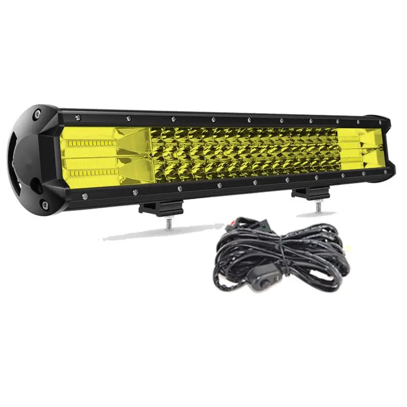 yellow with wire ki 20 дюймов 288 Вт Светодиодный светильник бар 4X4 ATV белого и желтого цвета противотуманная фара комбо балка для вождения Offroad Лодка автомобиль тягач внедорожник автомобиля 12V 24V - Цвет: yellow with wire ki