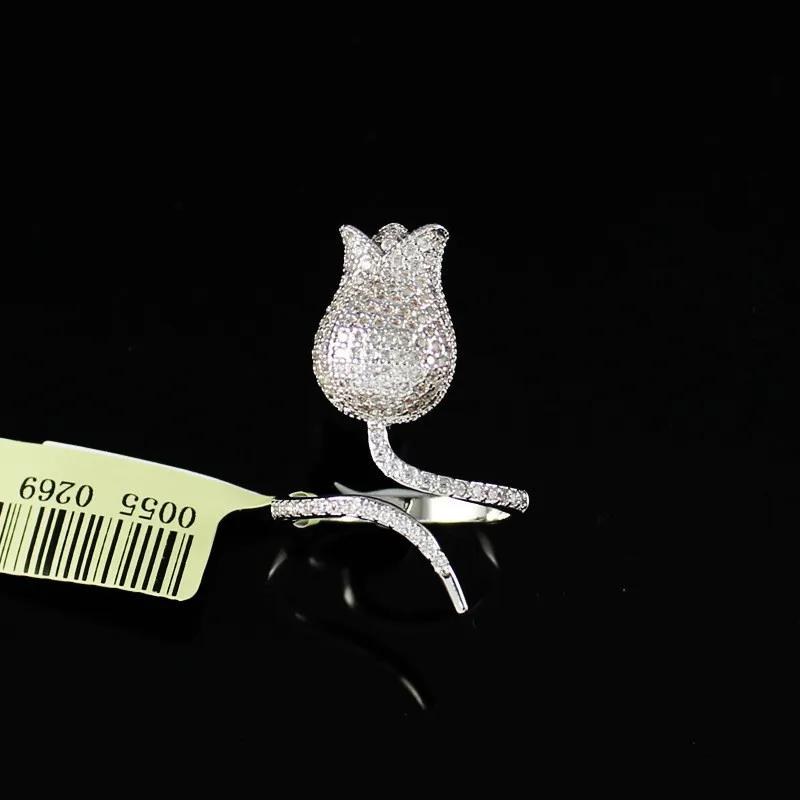 AlooWay модное подлинное красивое кольцо с цветком тюльпана инкрустированное