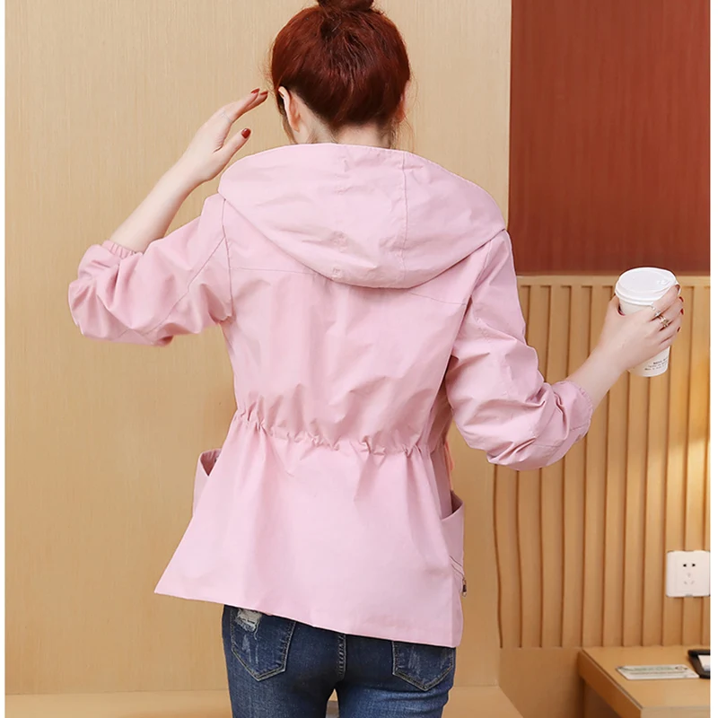 Новинка весна-осень 2020 Женская Повседневная Длинная ветровка с капюшоном