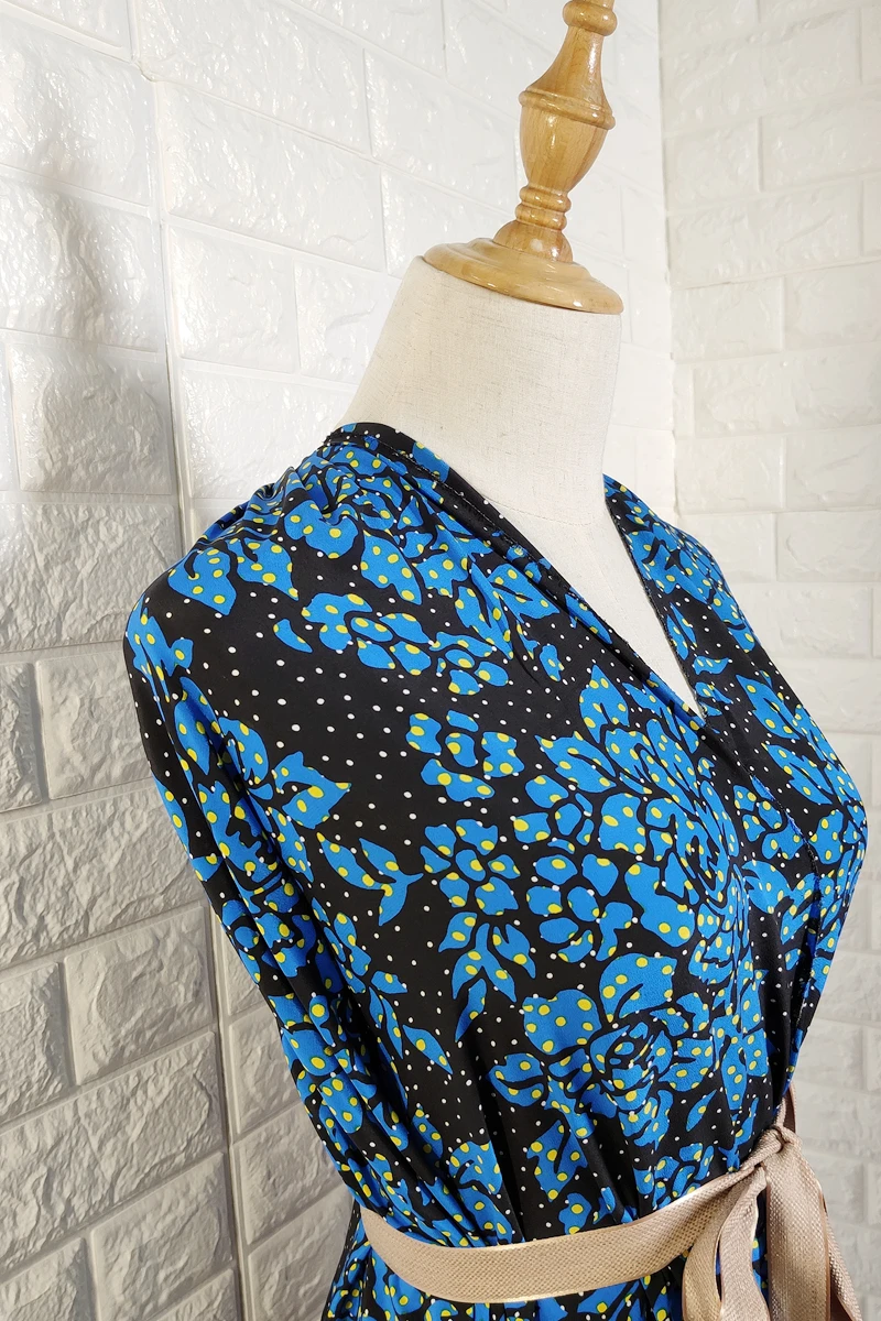 Синий цветок из ткани в горошек чистый Шелковый креп крепдешин 100 см * 140 | Дом и сад