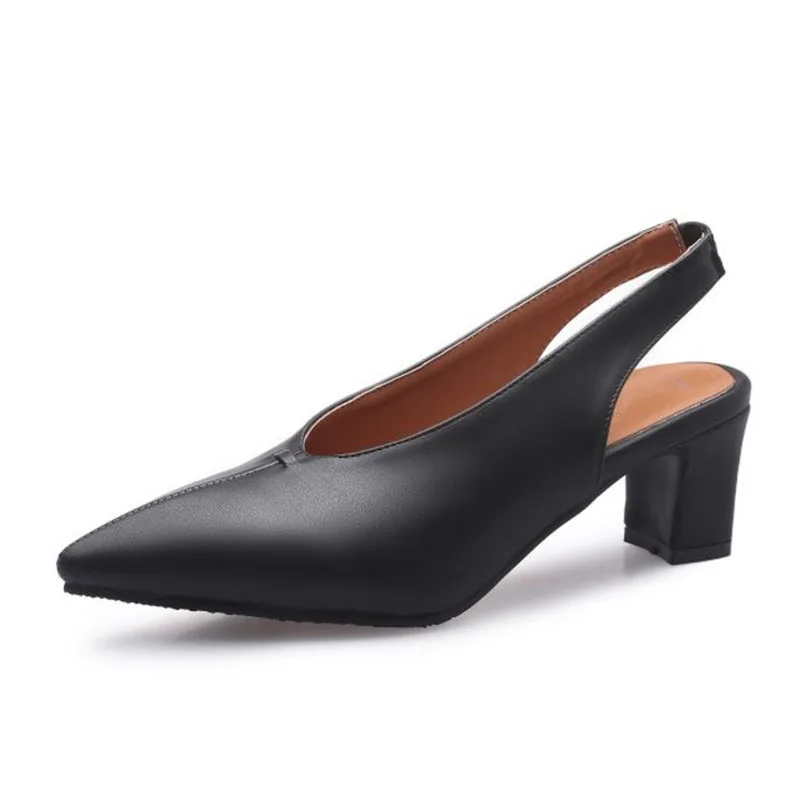 TAOFFEN Sexy Pointed Toe Women Pumps Solid Color Square Heels Shoes Woman Office Ladies Daily Footwear Small Plus Size 28-46 | Обувь