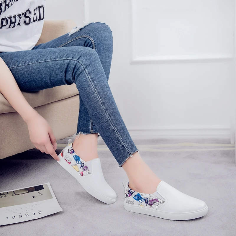 Женская кожаная обувь повседневная Кроссовки Женские лоферы на плоской подошве