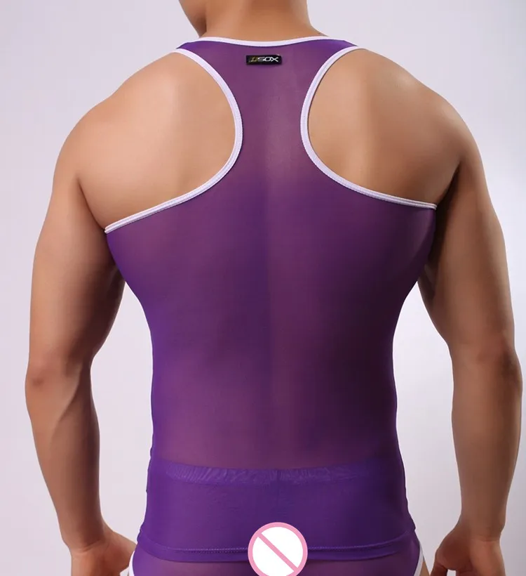 Брендовая мужская рубашка сексуальные топы прозрачная сетка нижнее белье для