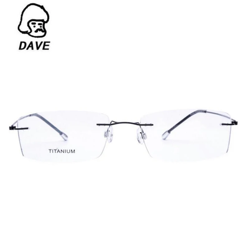 DAVE, титановые очки без оправы для близорукости, квадратные очки с памятью, оптическая оправа для очков, очки для мужчин и женщин, фирменный дизайн