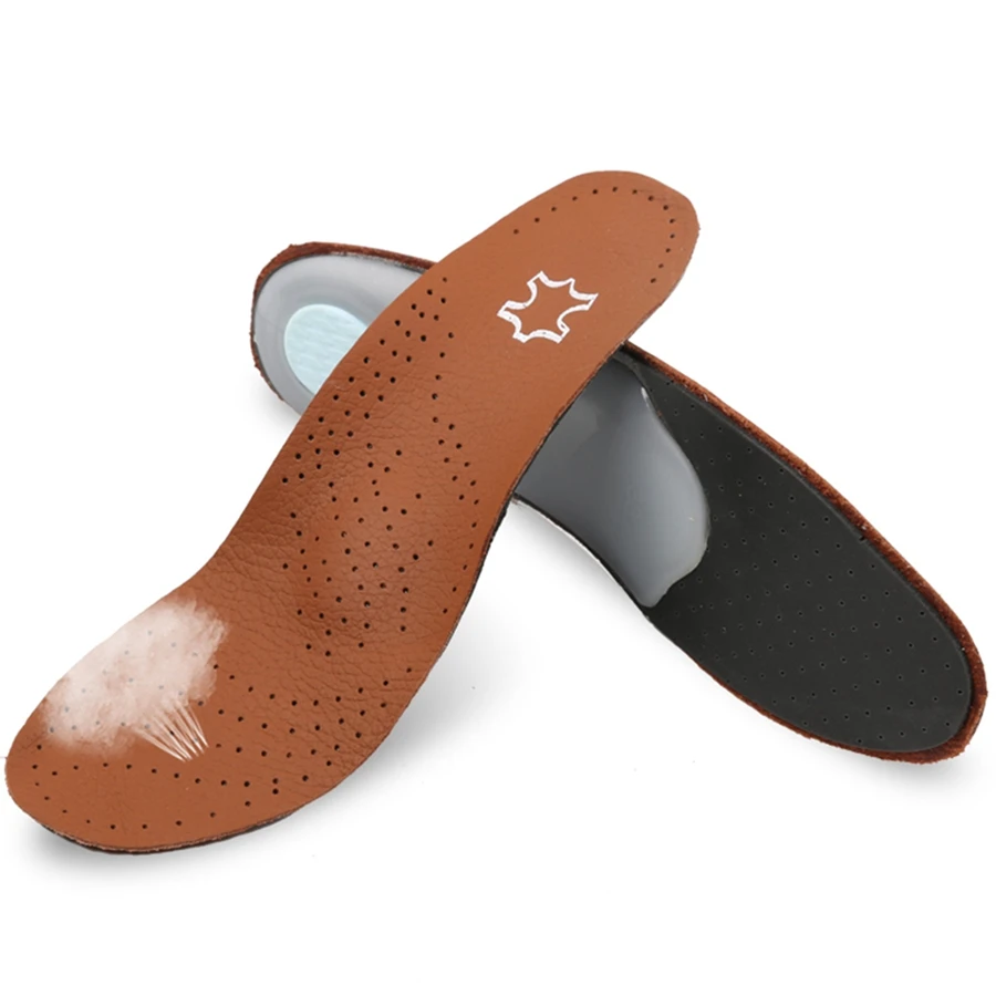 High quality Leather orthotics Insole for Flat Foot Arch Support 25mm orthopedic Silicone Insoles For men and Women | Обувь