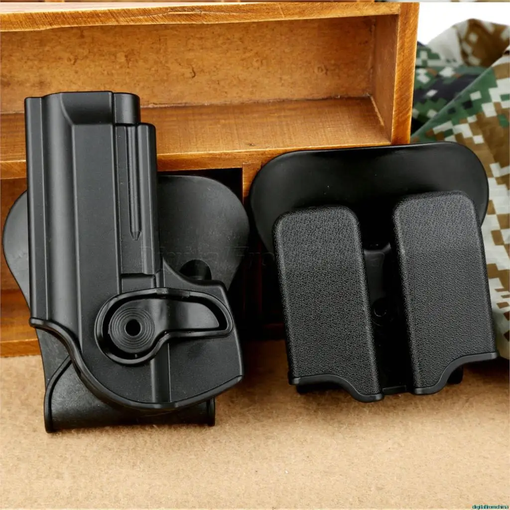 

Tactical Rotary Retention Right Hand Pistol Holster Paddle & Double Magazine Pouch Ammo Case Clip For Beretta 92/96 TAURUS 92&99