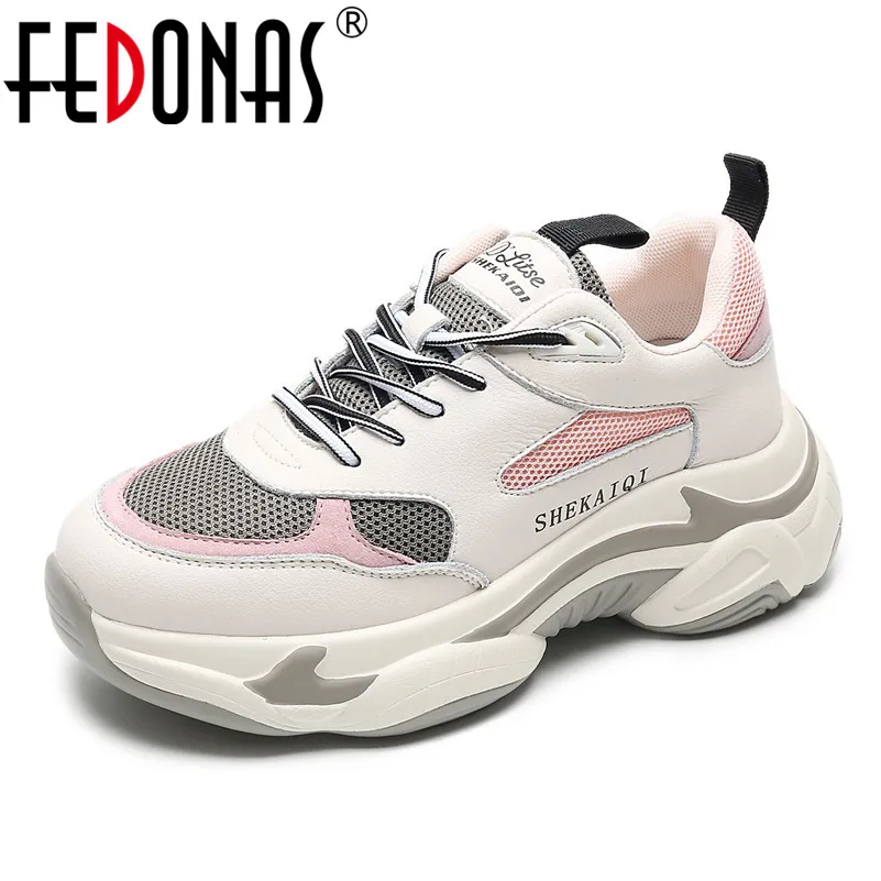 Женские кроссовки FEDONAS классические дышащие из натуральной кожи на платформе