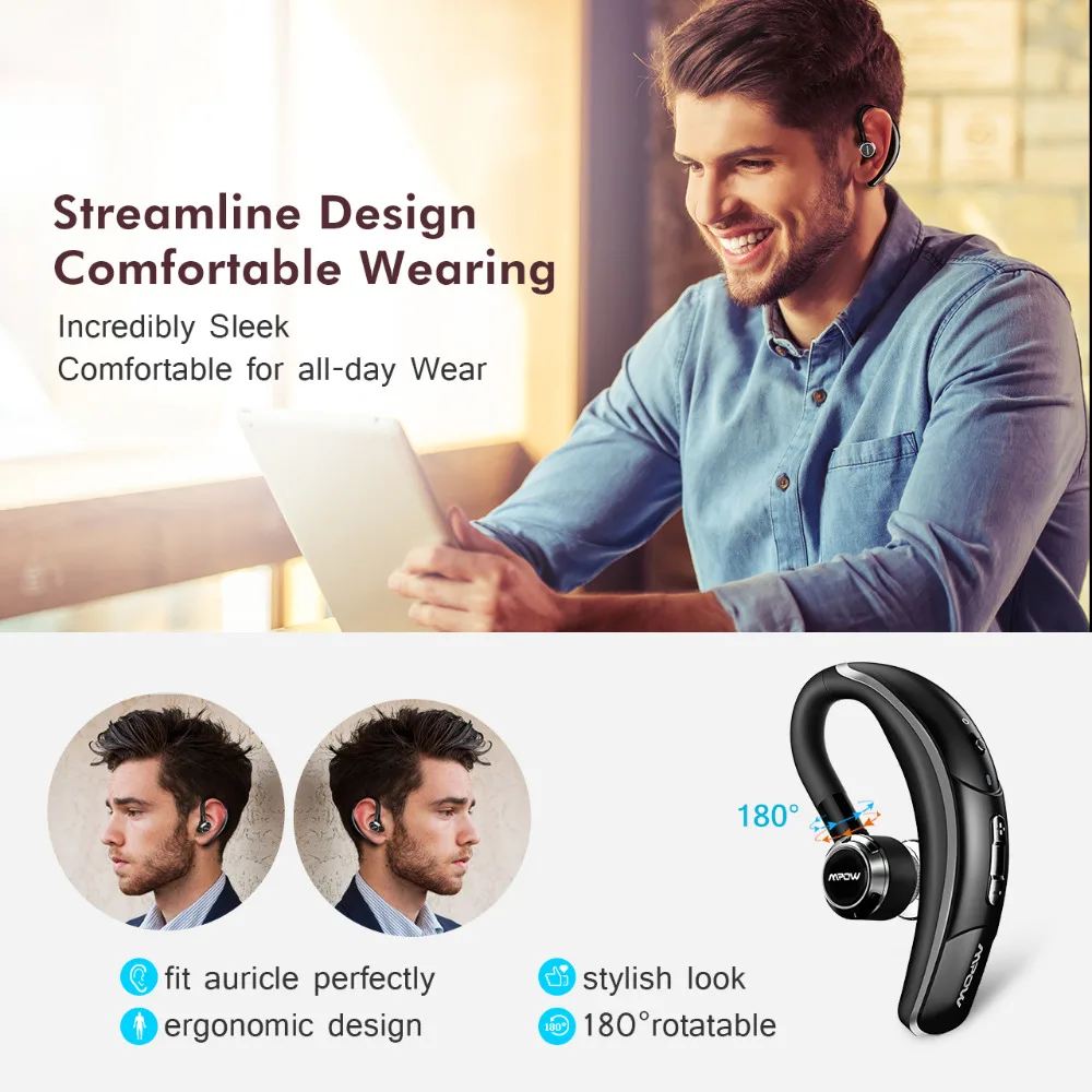 Mpow 028A Bluetooth 4 1 наушники свободные руки беспроводные с чистым микрофоном удобный