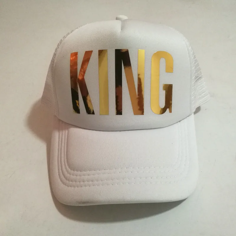 «KING», «QUEEN» золотого сияния принт Кепка-бейсболка Для мужчин Для женщин летний солнцезащитный щит, Кепка с козырьком, белая черная бейсбольная кепка