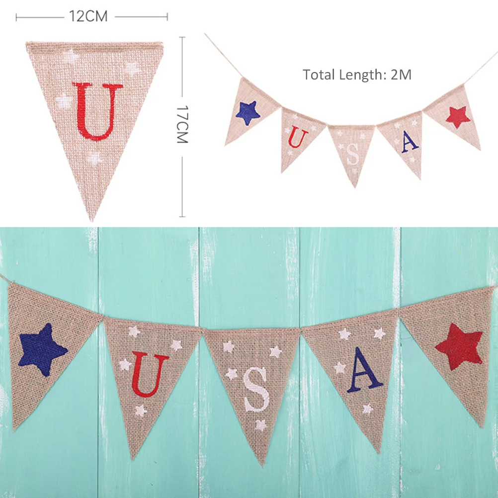 2 м США Мешковина Вымпел баннеры висячий декор для американского Национального