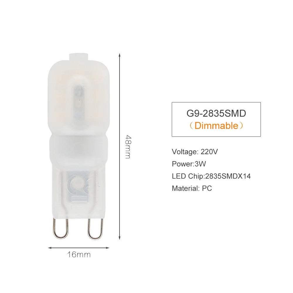 3W Dimmable ANBLUB Lamparas G9 3 Вт 5 Вт Светодиодный светильник с регулируемой яркостью, переменный ток 220 в 230 В, лампа в форме свечи, замена 20 Вт 30 Вт 40 Вт, галогенный светильник, люстра-прожектор - Испускаемый цвет: 3W Dimmable