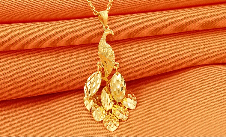 

Pure 24K Yellow Gold Pendant 3D Peacock Pendant / 2.29g