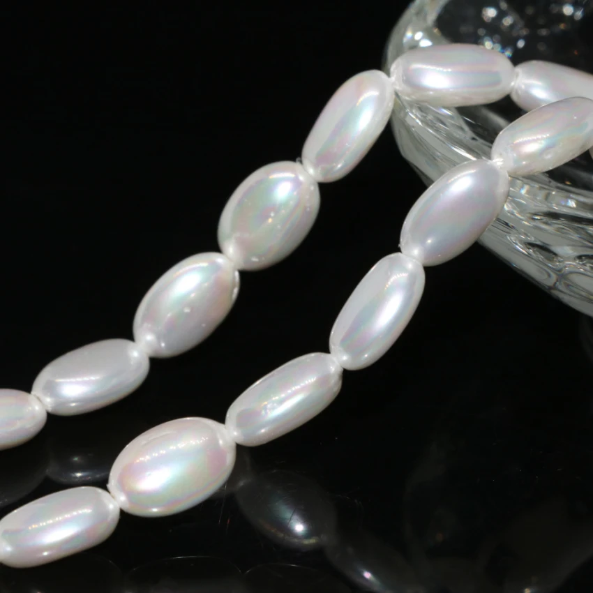 

Bohemia style high grade 5*10mm natural white shell pearl oval shape charms fit diy necklace bracelet loose beads 15inch B2284