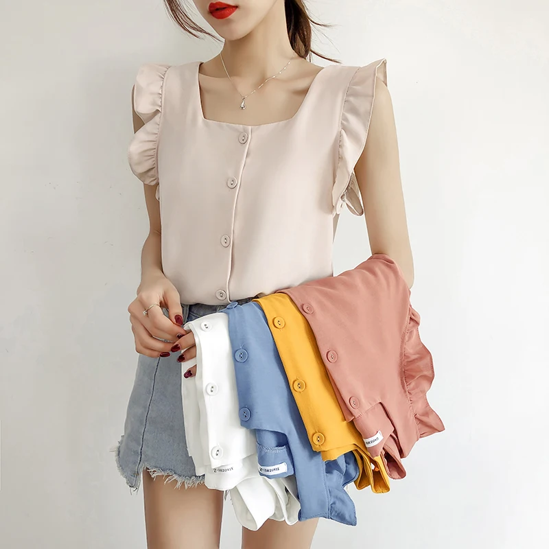 Beiyingni Summer Sleeveless Women Blouse Sexy Korean Chic New Arrival Work Wear Casual Hipster Tank Tops Ladies 5Colors OL Camis