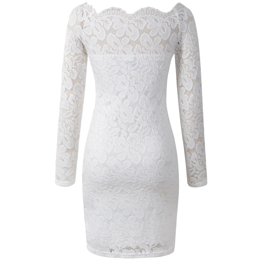 BEFORW 2018 сексуальный с плеча платье Vestidos Длинный рукав белый женское кружевной