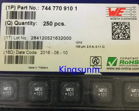 

Free shipping 10pcs WE SMD shielded power inductors 74477091011210 100UH 12X12X10MM 101 2.5A