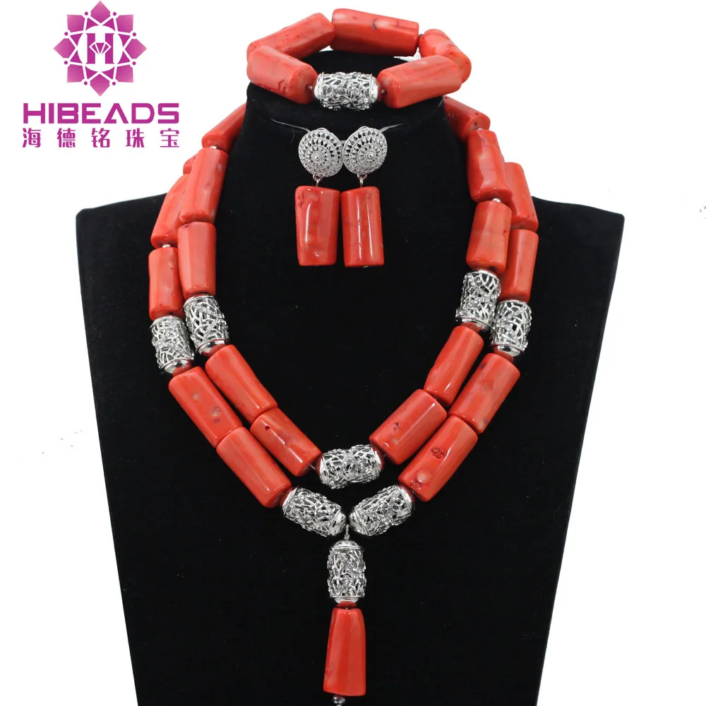 Модное женское ожерелье с коралловыми африканскими бусинами ювелирные наборы в