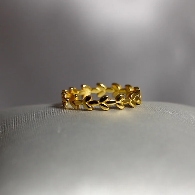 Винтажное Открытое кольцо в форме листа из стерлингового серебра S925 пробы